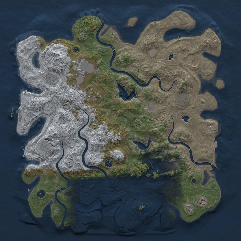 Rust Map: Procedural Map, Size: 4500, Seed: 913397414, 17 Monuments