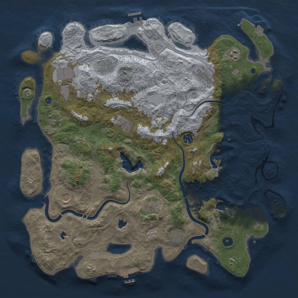 Rust Map: Procedural Map, Size: 4500, Seed: 1999215830, 17 Monuments