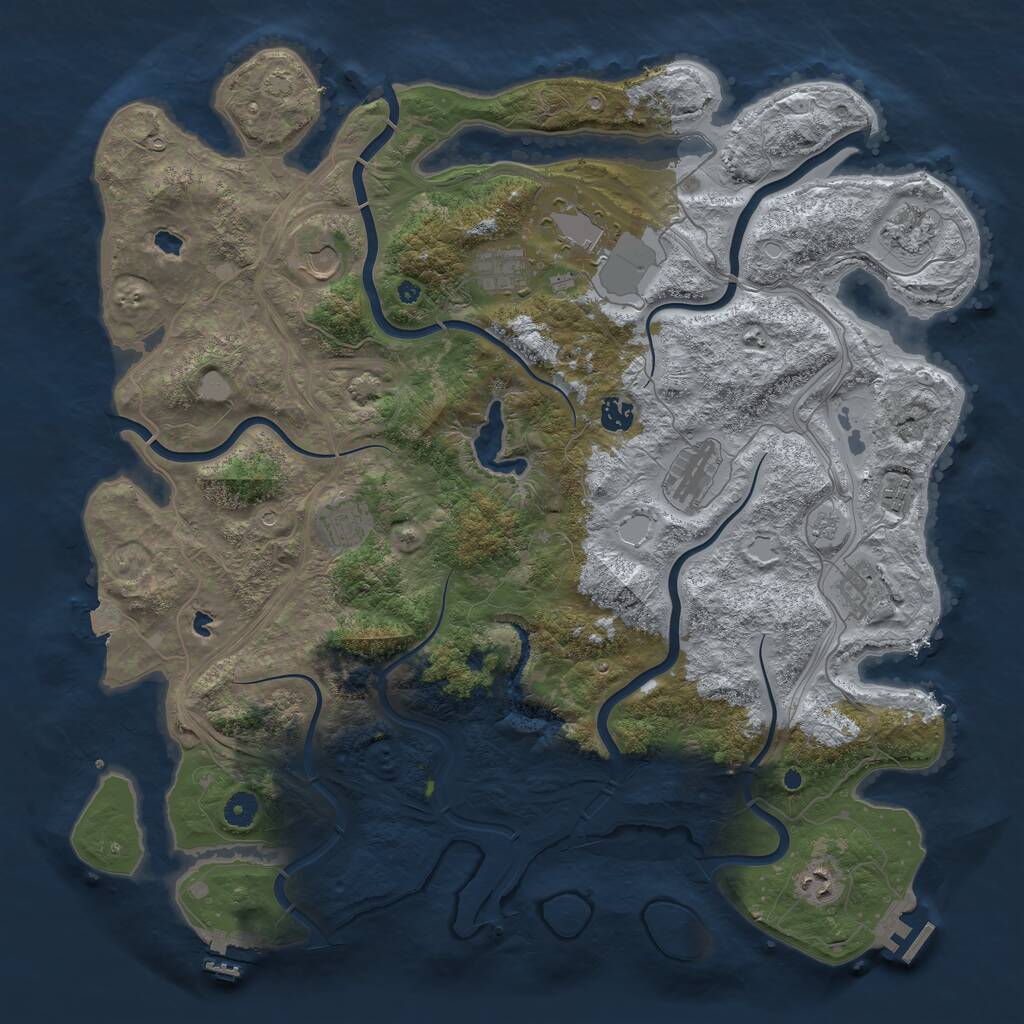 Rust Map: Procedural Map, Size: 4500, Seed: 1673188222, 16 Monuments
