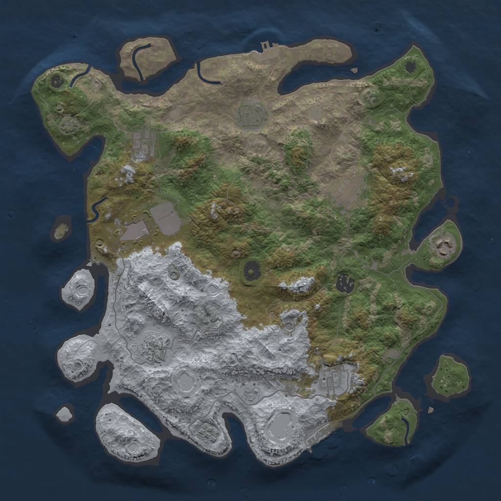 Rust Map: Procedural Map, Size: 3950, Seed: 51344051, 17 Monuments