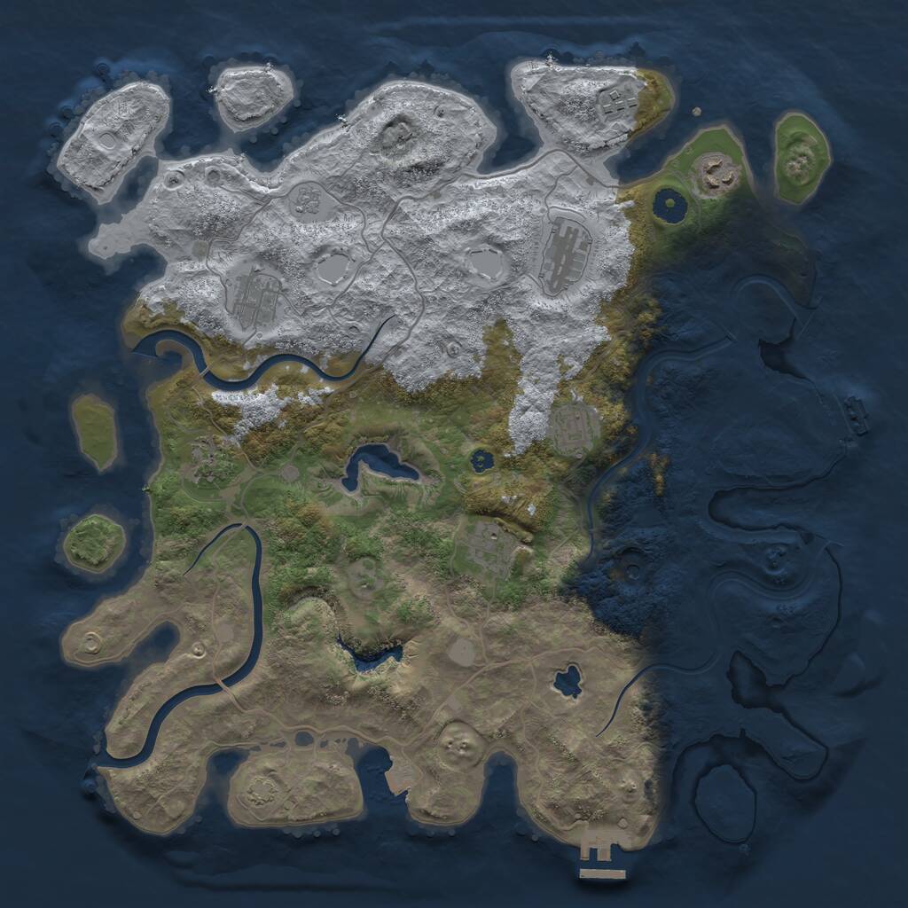 Rust Map: Procedural Map, Size: 4000, Seed: 1404688809, 13 Monuments