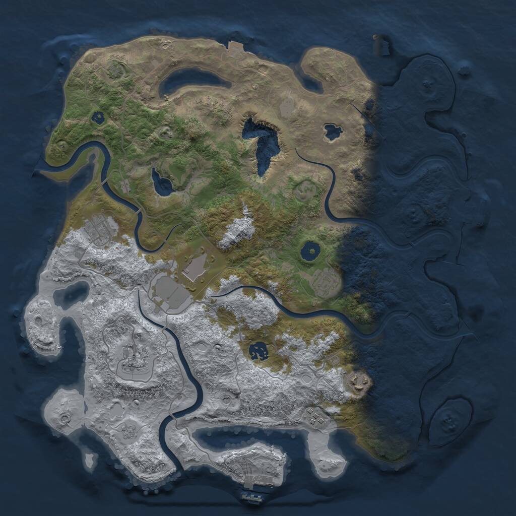 Rust Map: Procedural Map, Size: 4000, Seed: 948638952, 13 Monuments