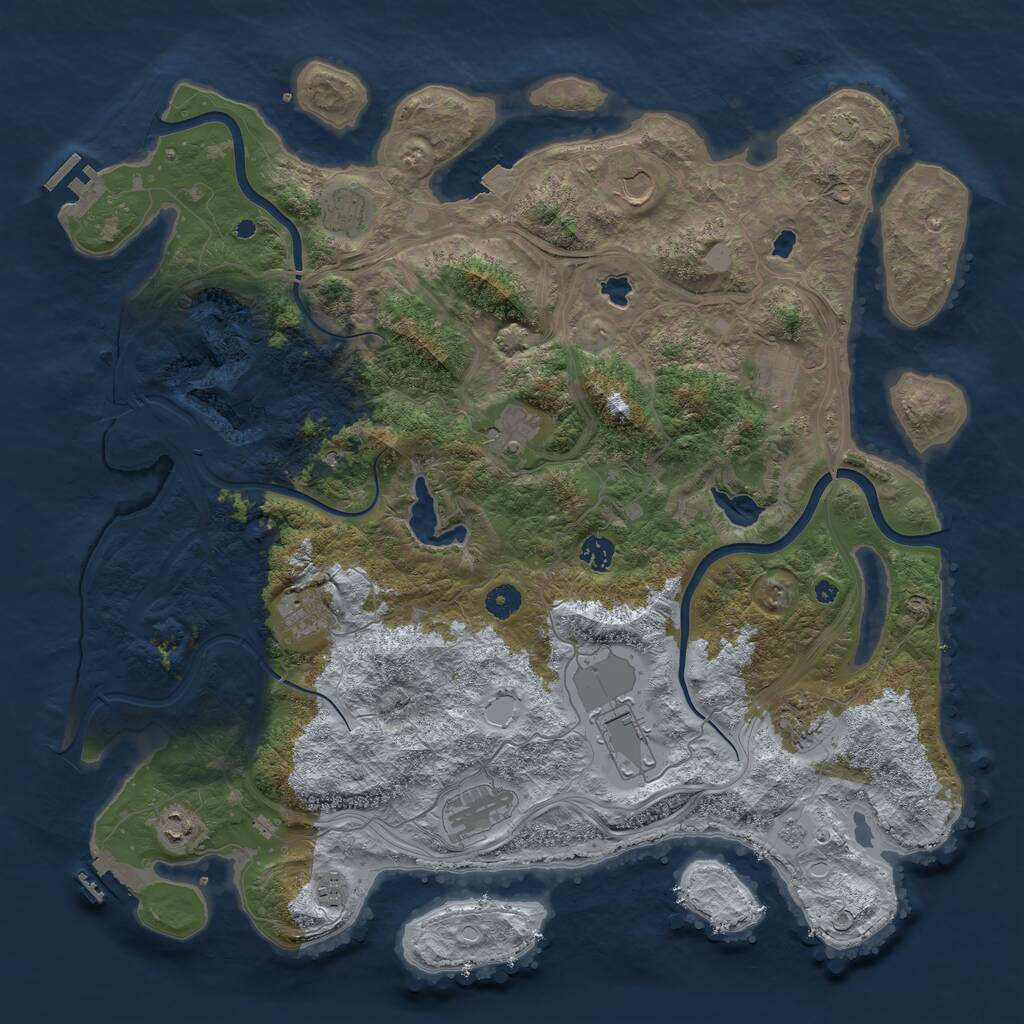 Rust Map: Procedural Map, Size: 4500, Seed: 435710556, 17 Monuments