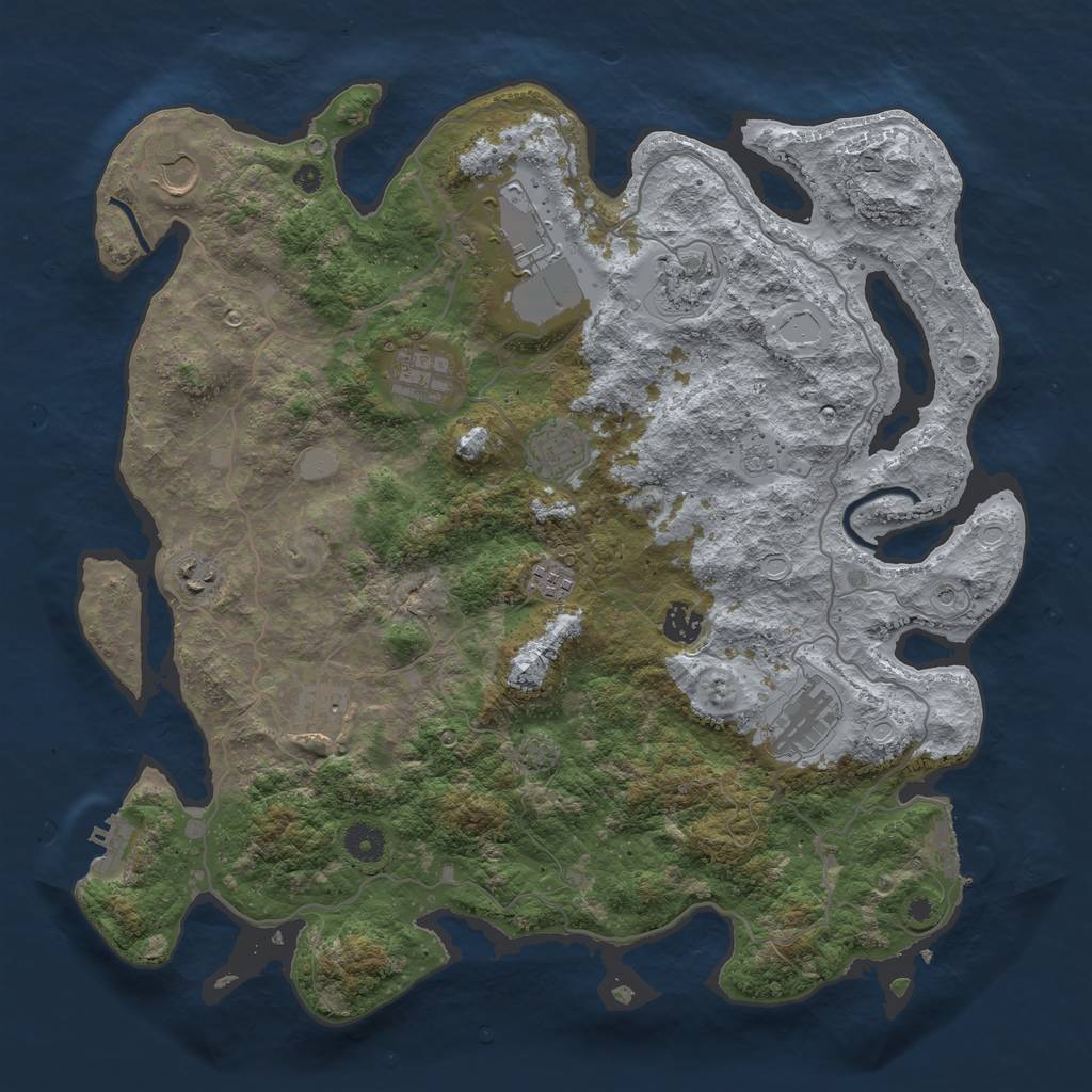 Rust Map: Procedural Map, Size: 4100, Seed: 6265637, 18 Monuments