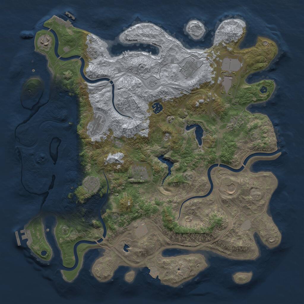 Rust Map: Procedural Map, Size: 4300, Seed: 24565907, 17 Monuments
