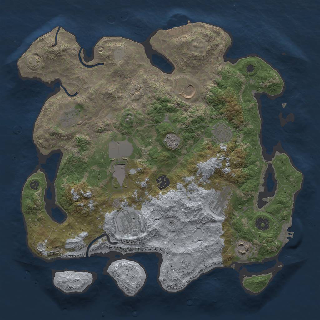 Rust Map: Procedural Map, Size: 3500, Seed: 23368065, 17 Monuments