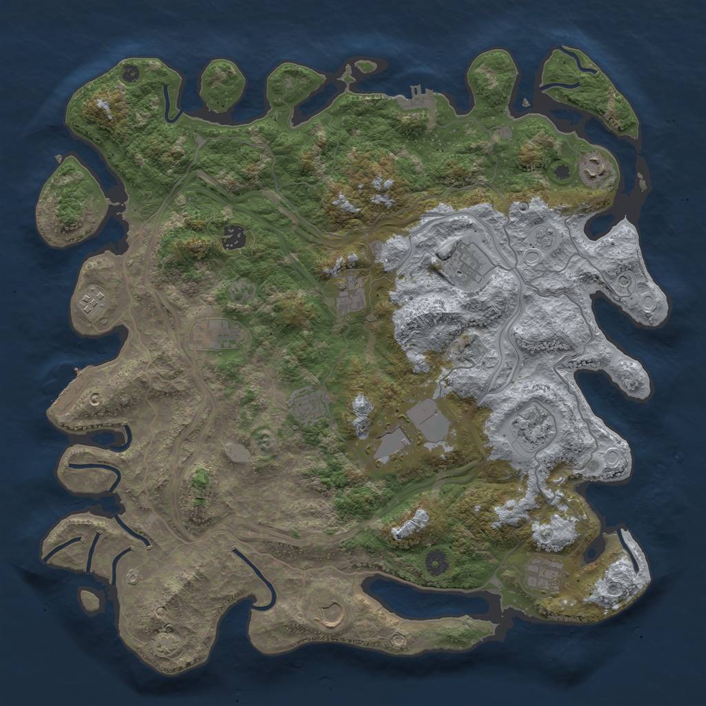 Rust Map: Procedural Map, Size: 4250, Seed: 1216610922, 19 Monuments