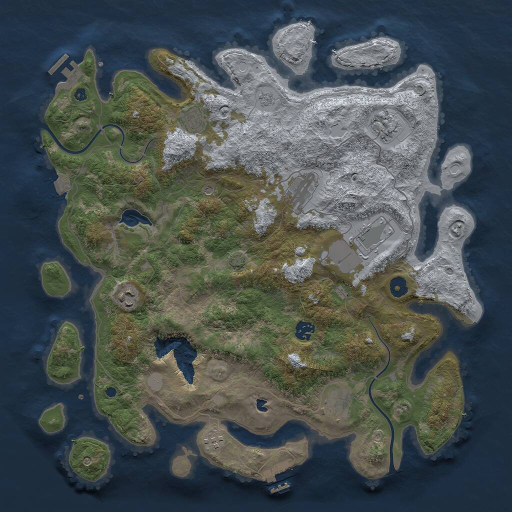 Rust Map: Procedural Map, Size: 4000, Seed: 58381, 14 Monuments
