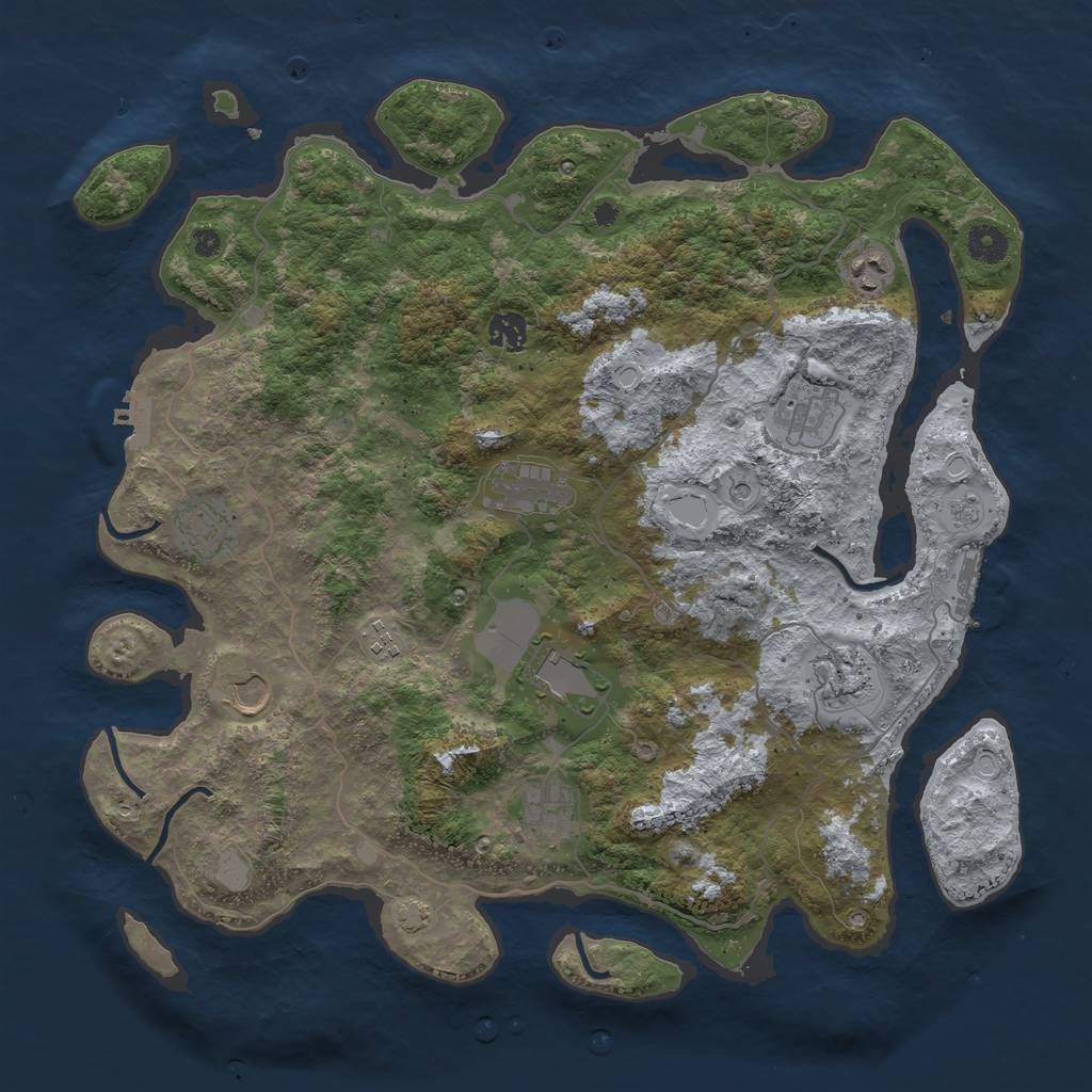 Rust Map: Procedural Map, Size: 4100, Seed: 59146960, 18 Monuments