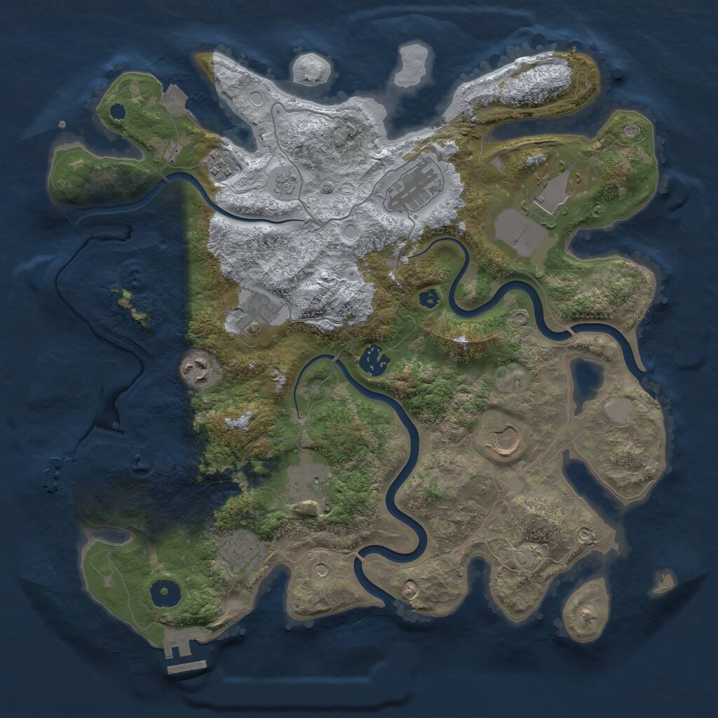 Rust Map: Procedural Map, Size: 3700, Seed: 6473826, 15 Monuments