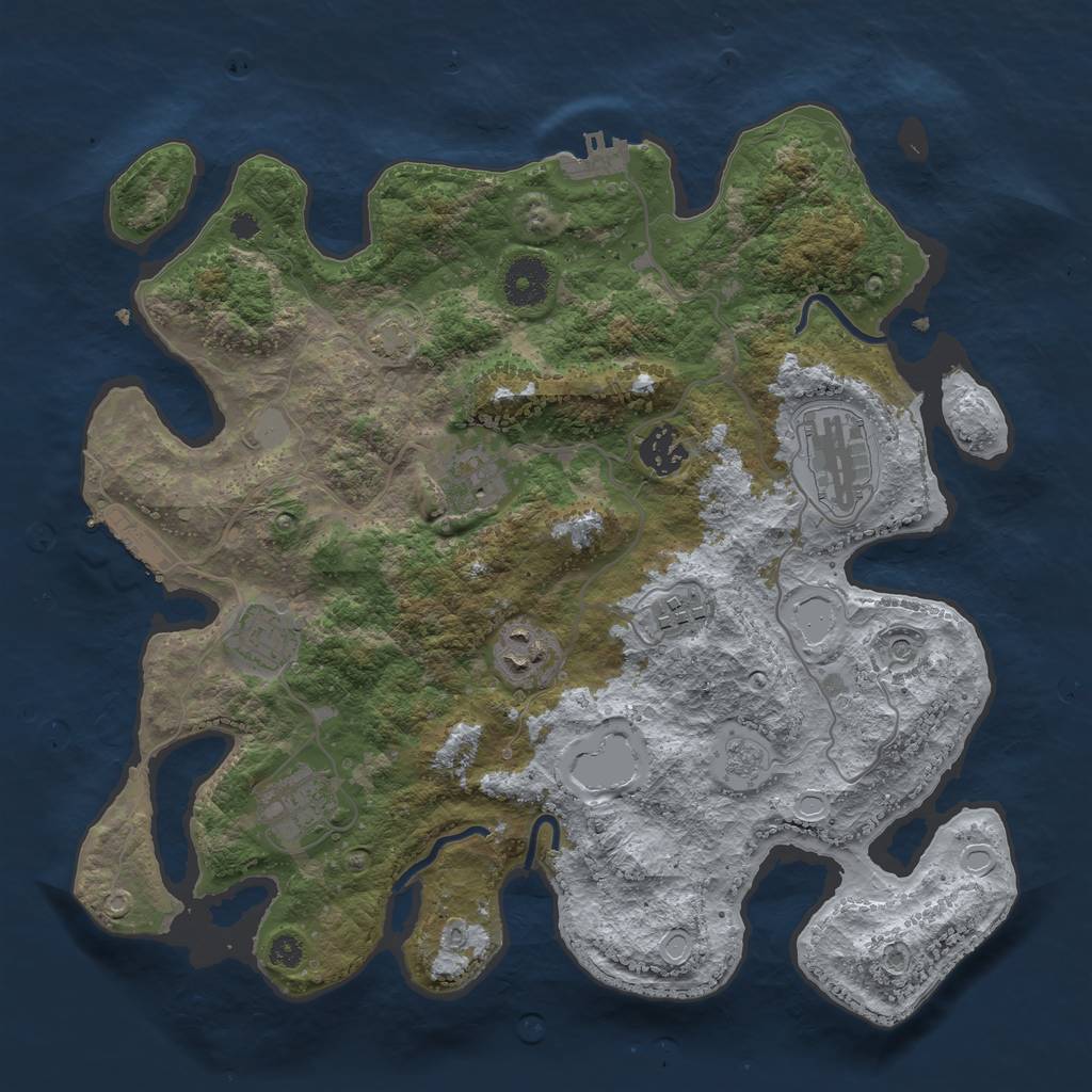 Rust Map: Procedural Map, Size: 3450, Seed: 74553183, 15 Monuments