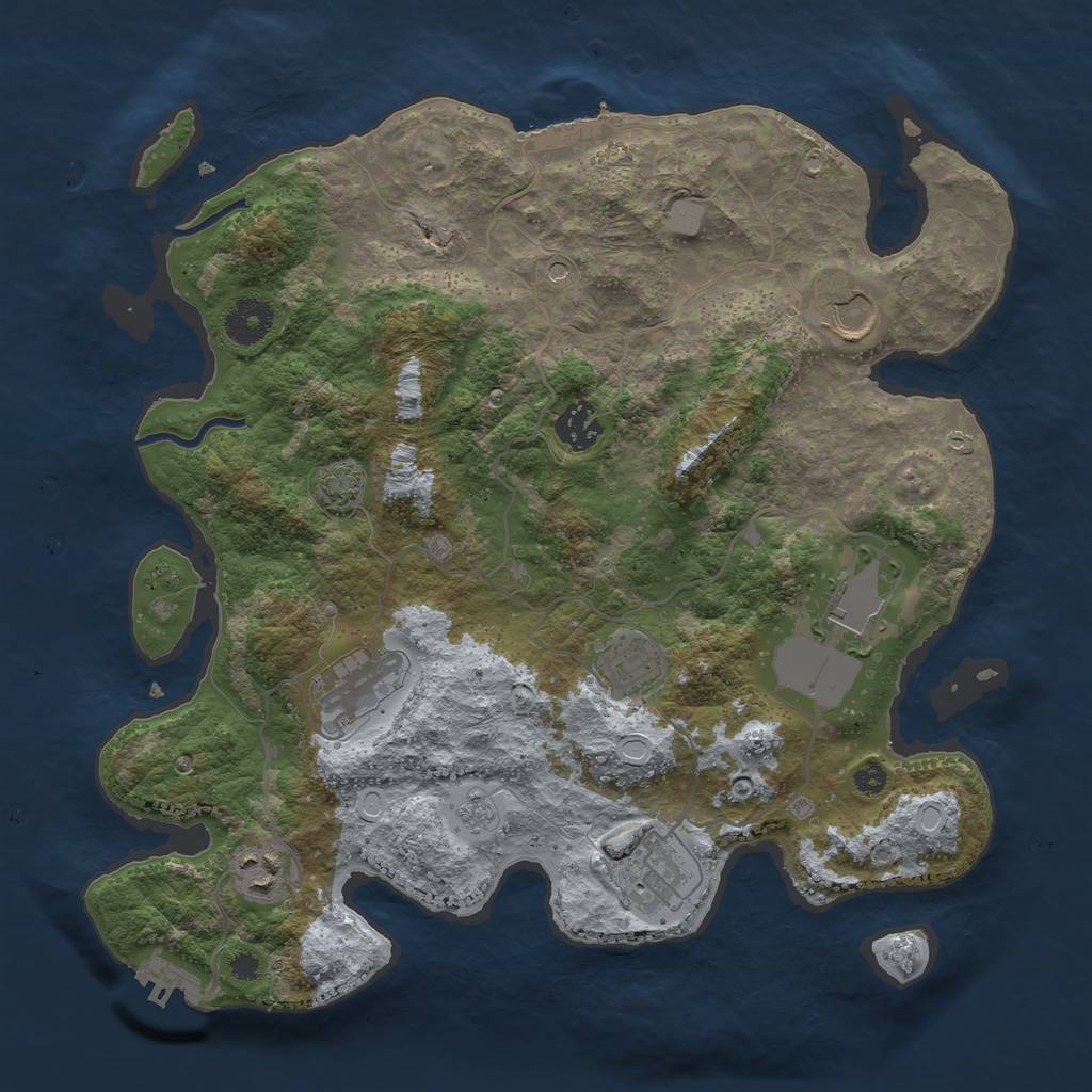 Rust Map: Procedural Map, Size: 3500, Seed: 2116482515, 15 Monuments