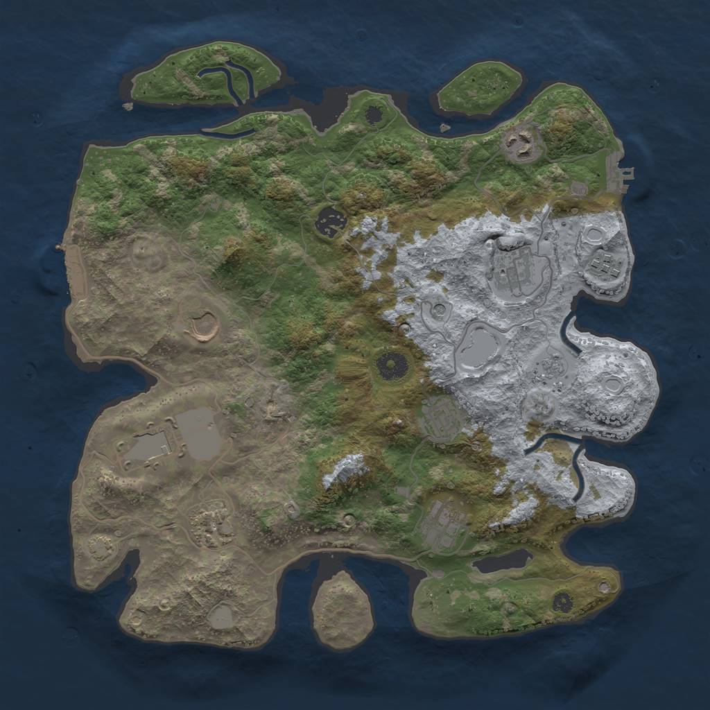 Rust Map: Procedural Map, Size: 3600, Seed: 63077281, 17 Monuments