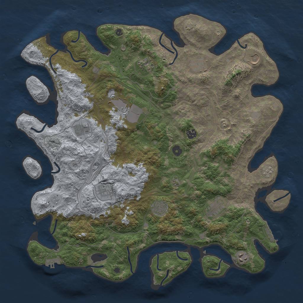 Rust Map: Procedural Map, Size: 4500, Seed: 1612, 19 Monuments