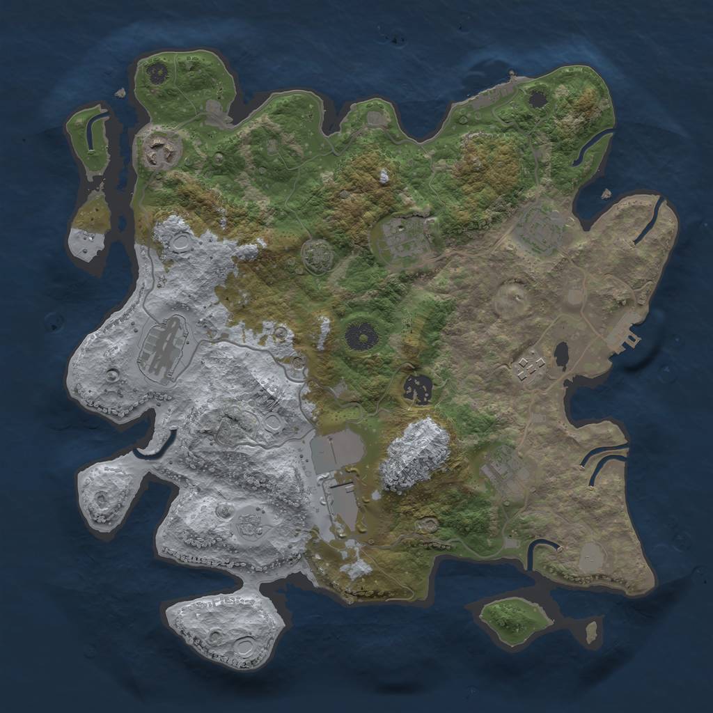 Rust Map: Procedural Map, Size: 3500, Seed: 1126973760, 16 Monuments