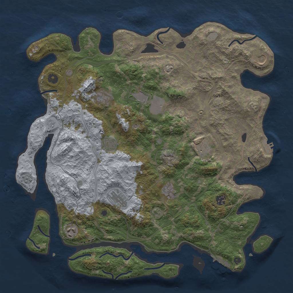 Rust Map: Procedural Map, Size: 4300, Seed: 799023884, 18 Monuments