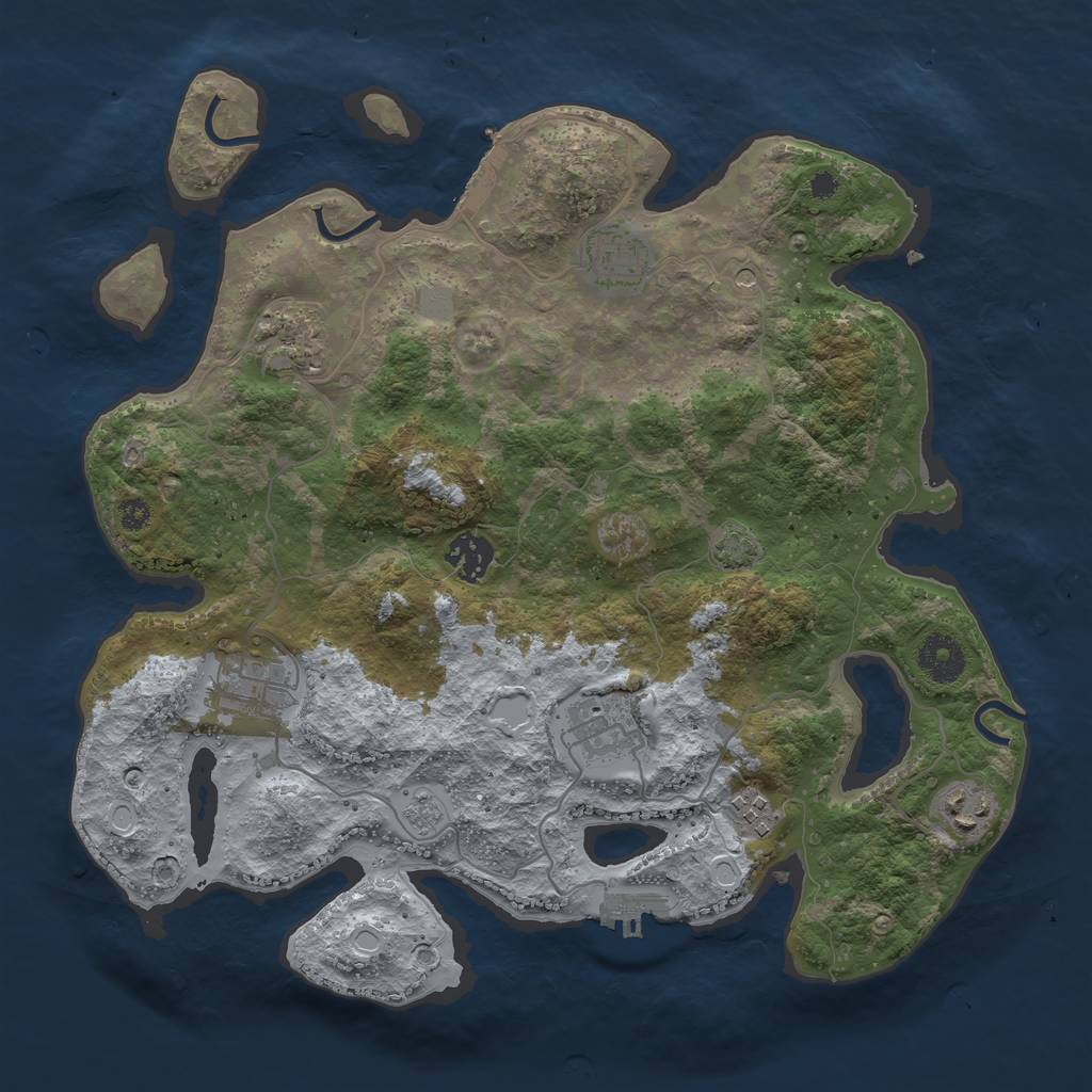 Rust Map: Procedural Map, Size: 3450, Seed: 32655613, 15 Monuments