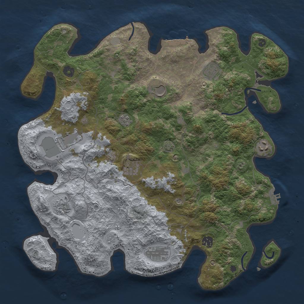 Rust Map: Procedural Map, Size: 4000, Seed: 23711367, 17 Monuments