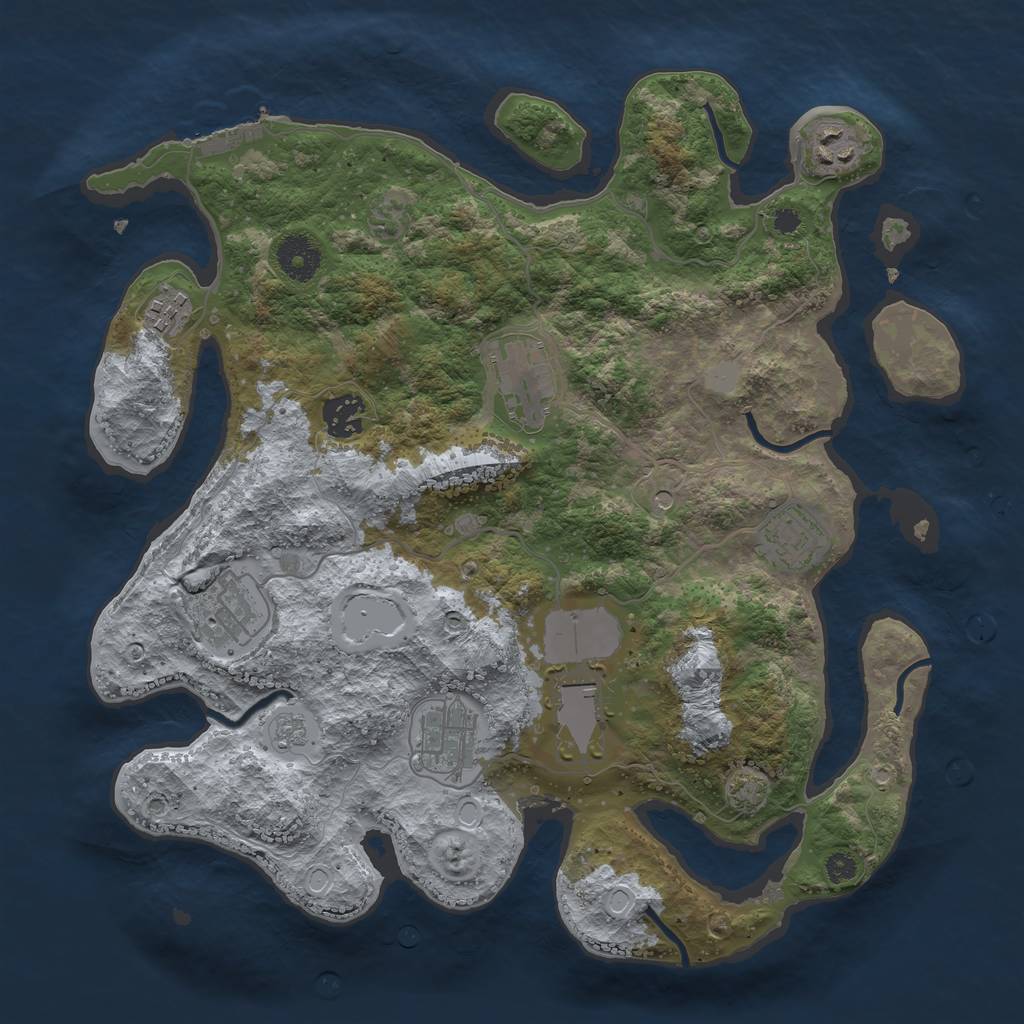 Rust Map: Procedural Map, Size: 3500, Seed: 34639285, 15 Monuments