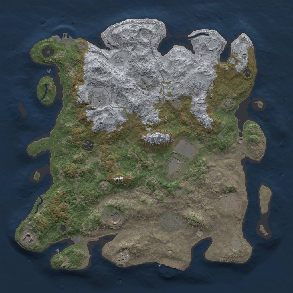 Rust Map: Procedural Map, Size: 3850, Seed: 87656306, 17 Monuments