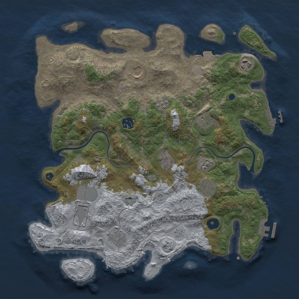 Rust Map: Procedural Map, Size: 3850, Seed: 39941643, 15 Monuments