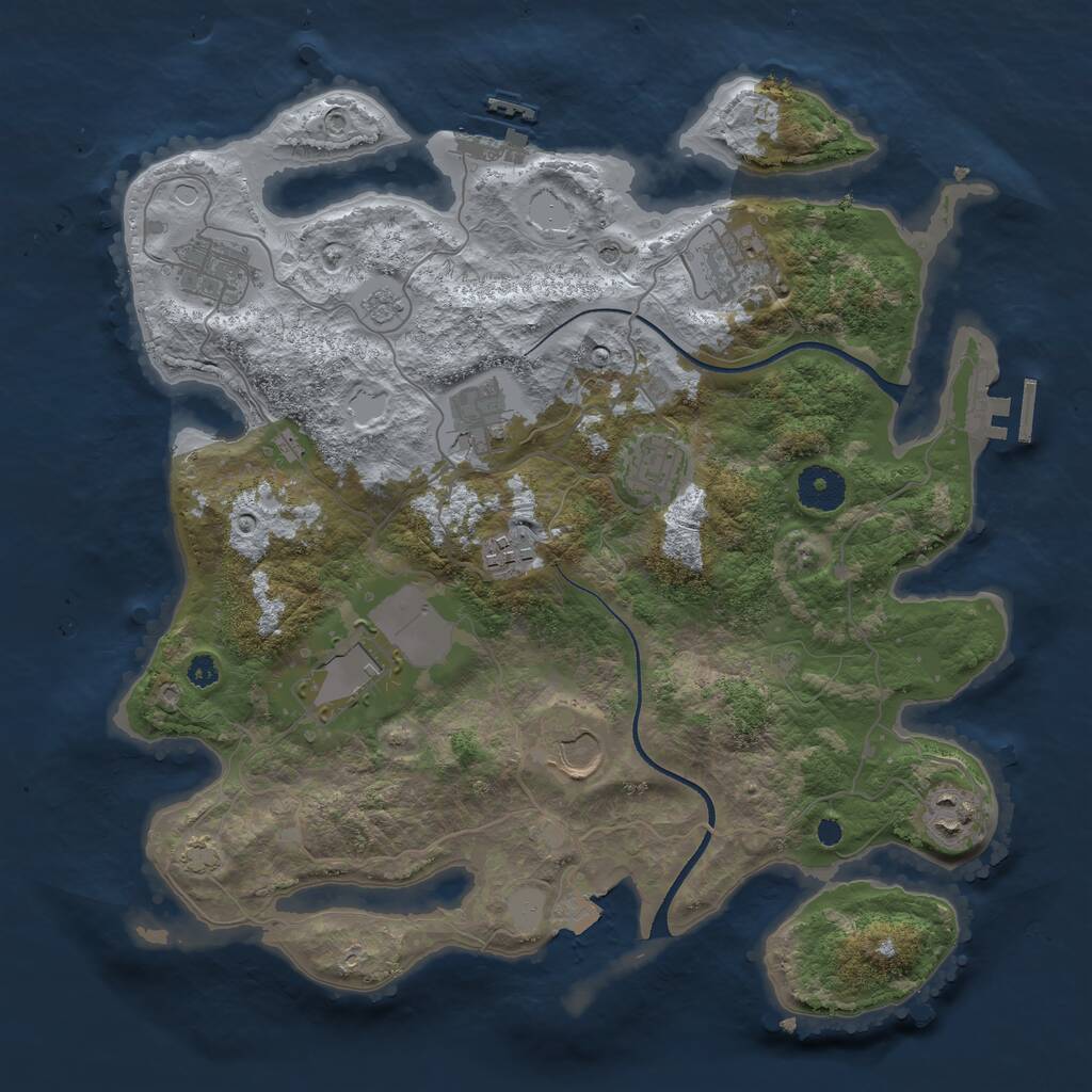 Rust Map: Procedural Map, Size: 3500, Seed: 29623444, 14 Monuments