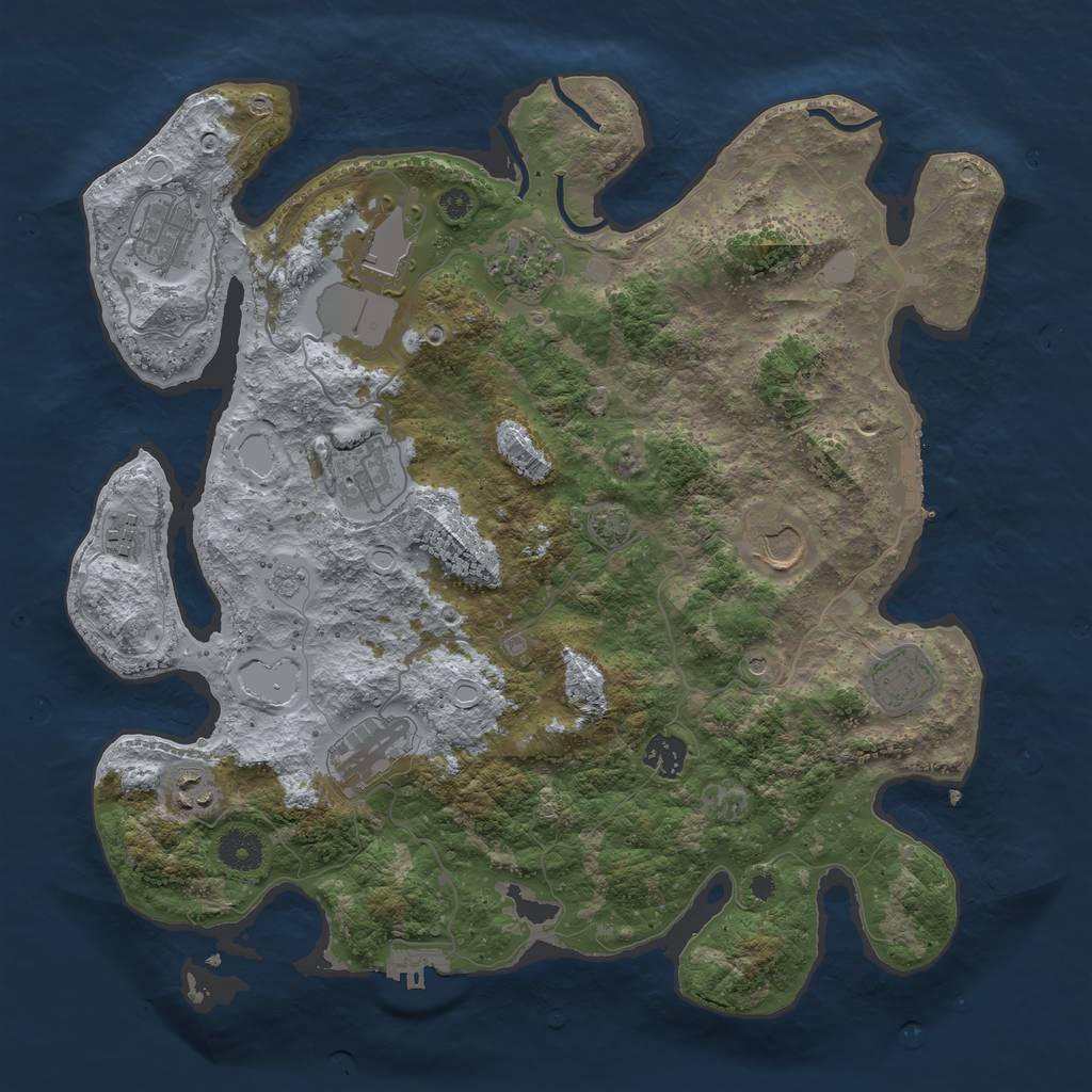 Rust Map: Procedural Map, Size: 3800, Seed: 16627445, 18 Monuments
