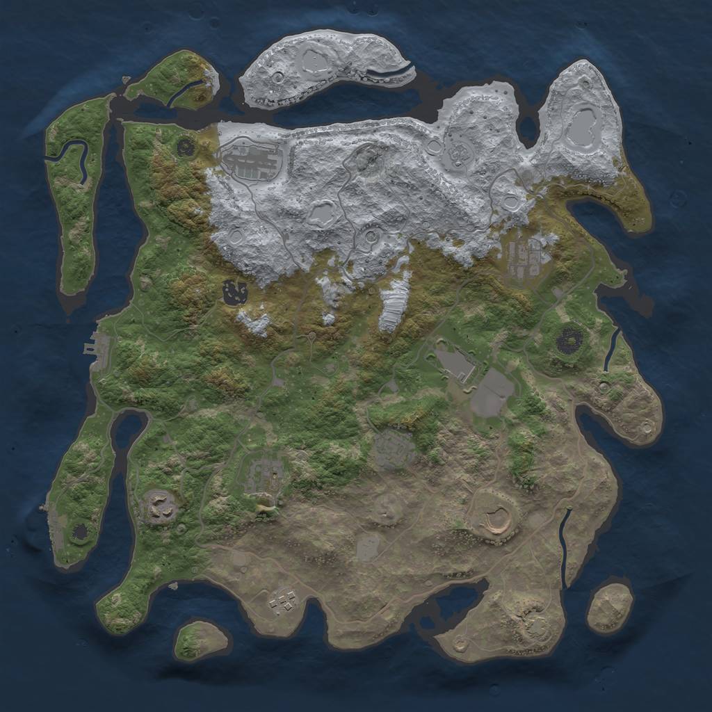 Rust Map: Procedural Map, Size: 4000, Seed: 969888424, 17 Monuments