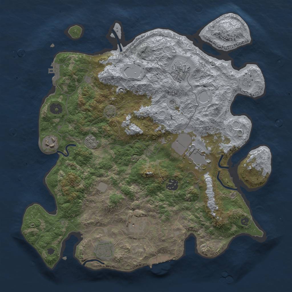 Rust Map: Procedural Map, Size: 3600, Seed: 81303757, 15 Monuments