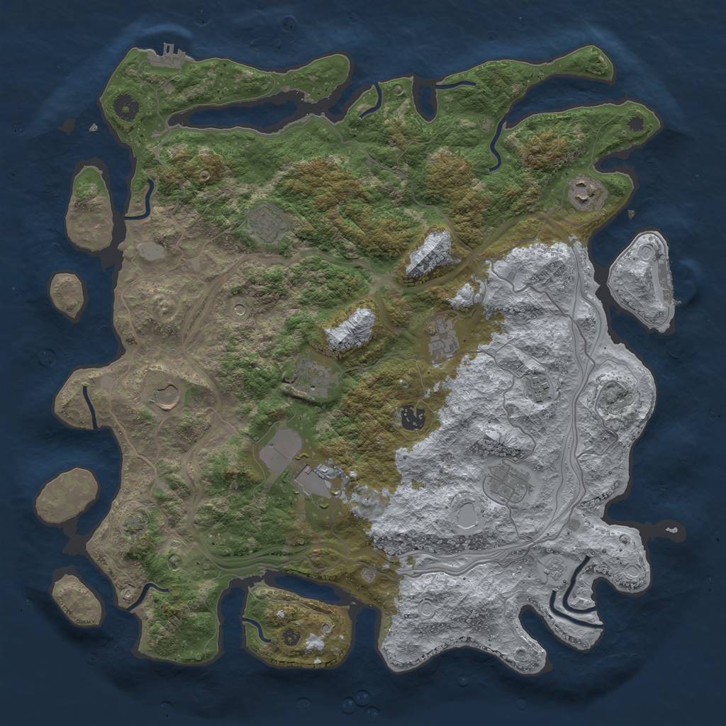 Rust Map: Procedural Map, Size: 4250, Seed: 873080033, 17 Monuments
