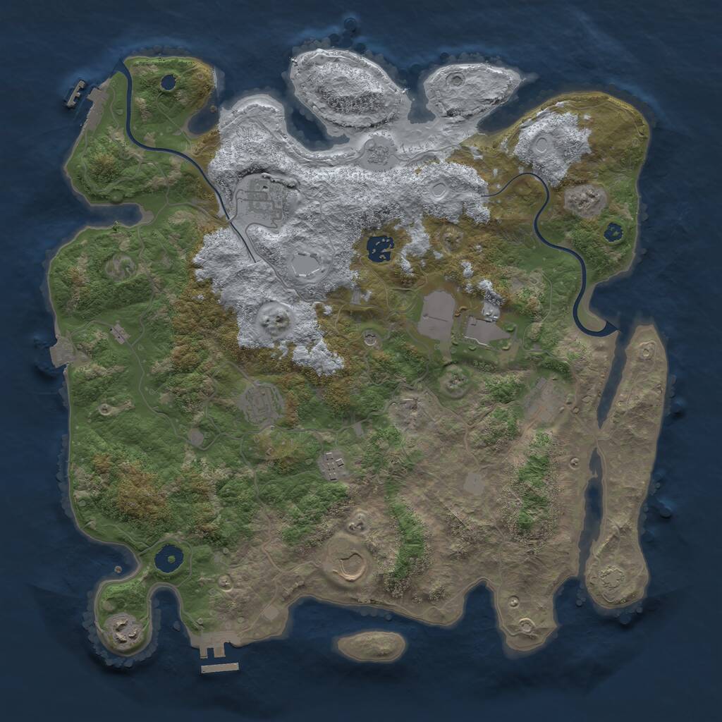 Rust Map: Procedural Map, Size: 3900, Seed: 68527378, 14 Monuments