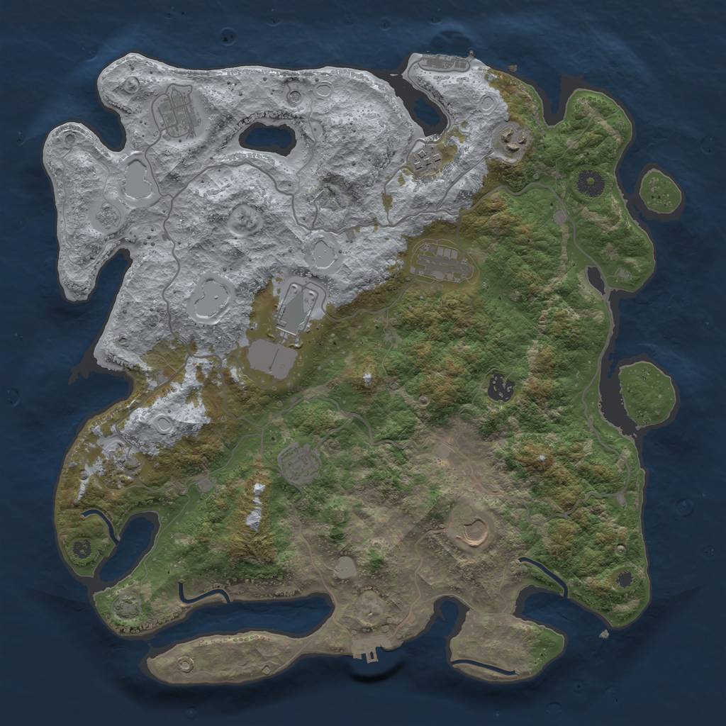 Rust Map: Procedural Map, Size: 4000, Seed: 1551870946, 17 Monuments