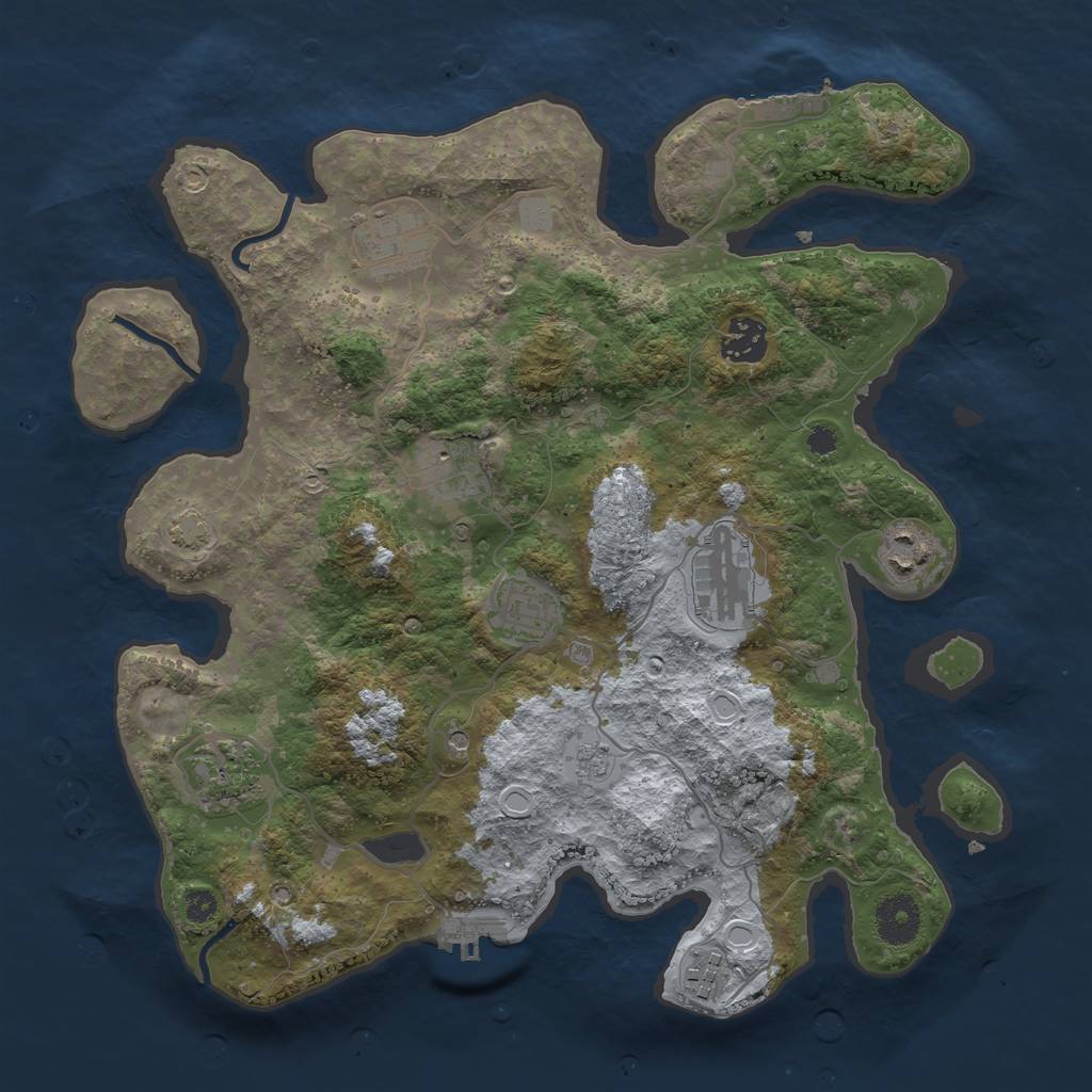 Rust Map: Procedural Map, Size: 3450, Seed: 66799874, 16 Monuments