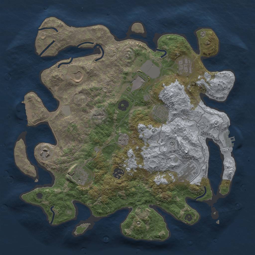 Rust Map: Procedural Map, Size: 3500, Seed: 1996714689, 17 Monuments