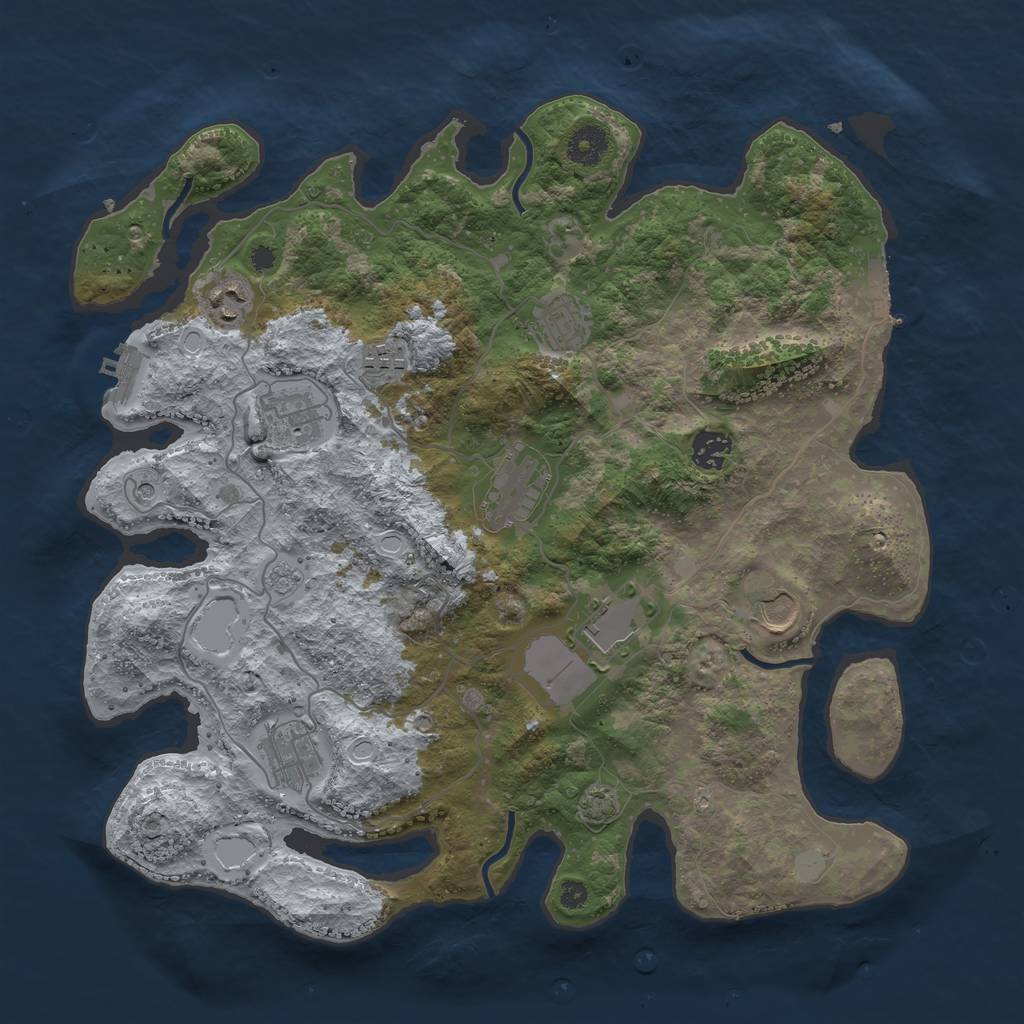 Rust Map: Procedural Map, Size: 3800, Seed: 1651628064, 17 Monuments