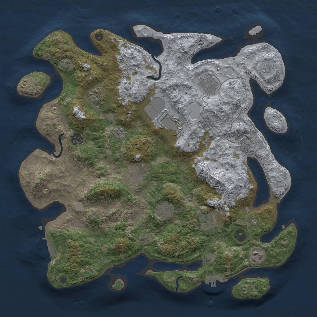 Rust Map: Procedural Map, Size: 3900, Seed: 61455987, 17 Monuments