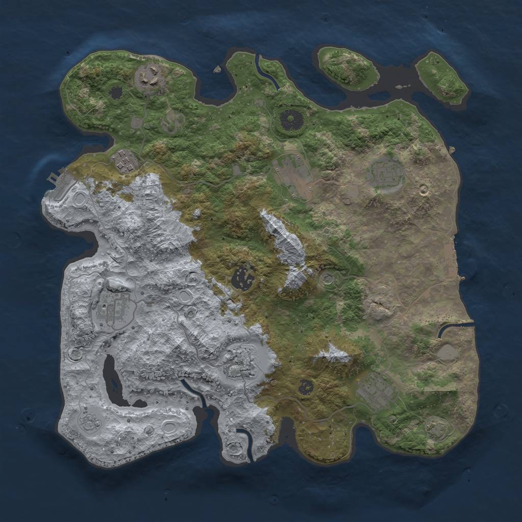 Rust Map: Procedural Map, Size: 3450, Seed: 19460900, 16 Monuments