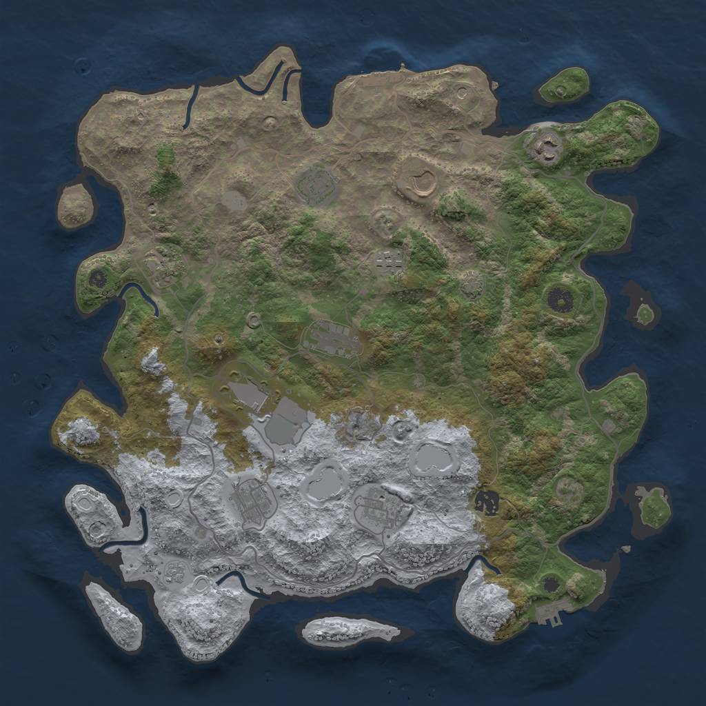 Rust Map: Procedural Map, Size: 4100, Seed: 7243929, 18 Monuments