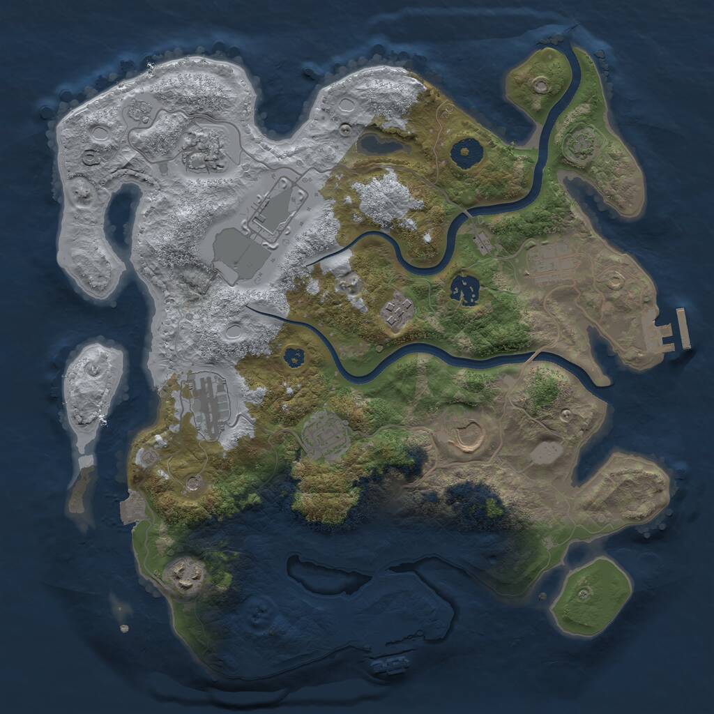Rust Map: Procedural Map, Size: 3500, Seed: 1846701359, 15 Monuments
