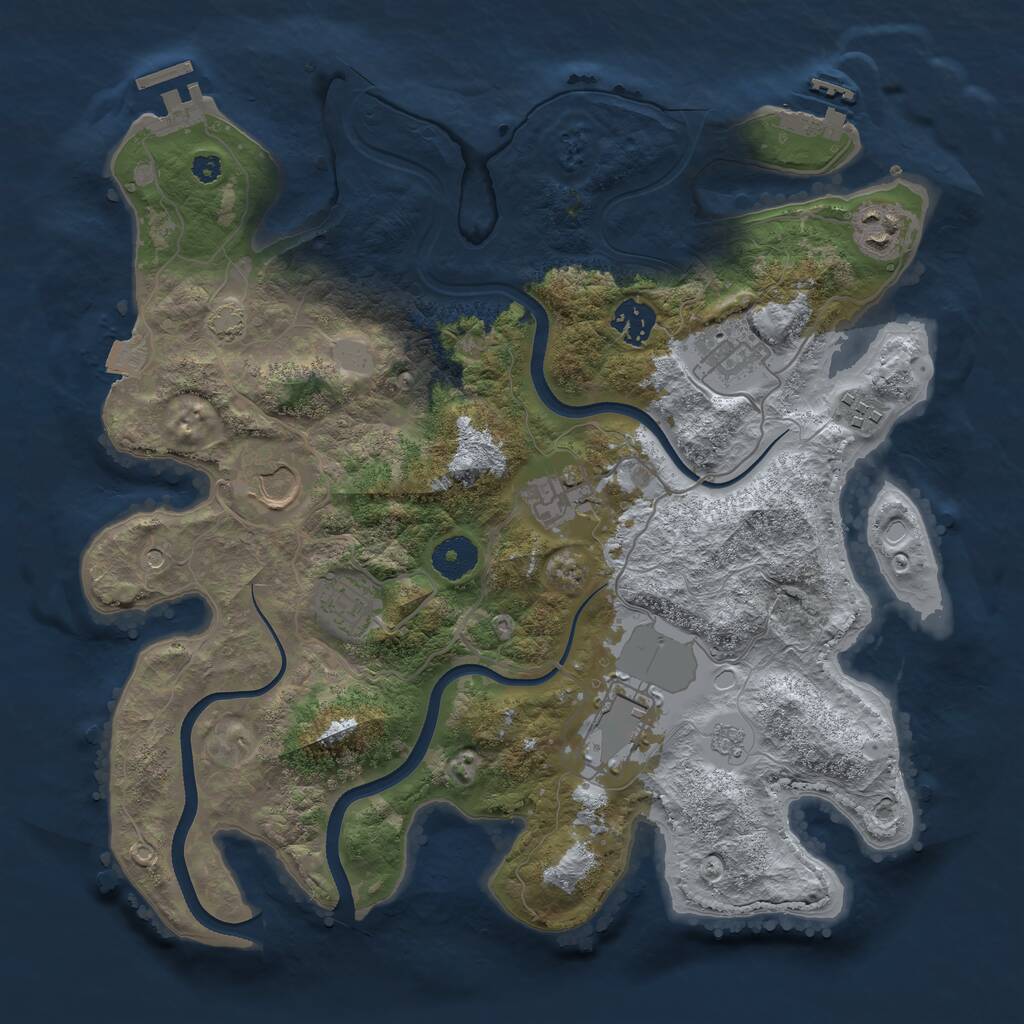 Rust Map: Procedural Map, Size: 3550, Seed: 36104231, 14 Monuments