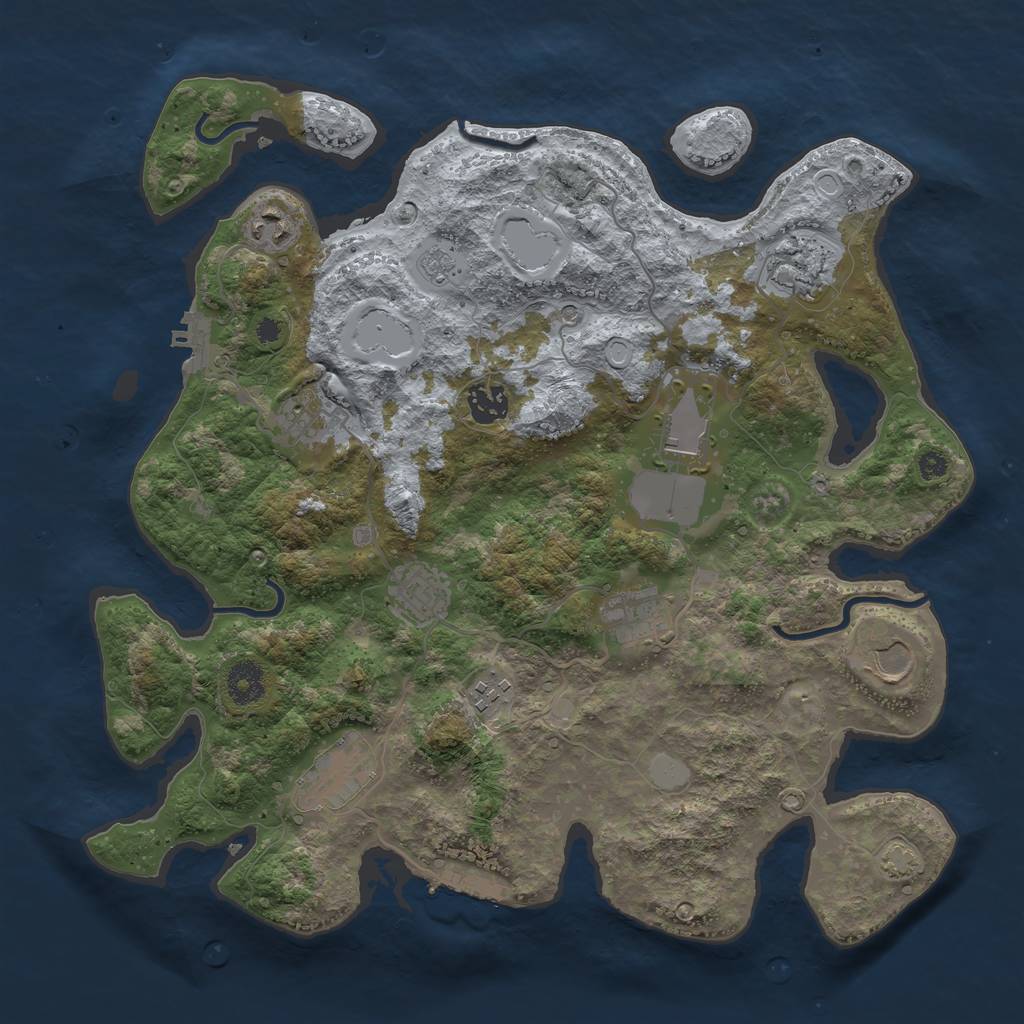 Rust Map: Procedural Map, Size: 3700, Seed: 18757732, 18 Monuments