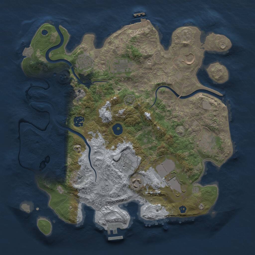 Rust Map: Procedural Map, Size: 3500, Seed: 1249043003, 15 Monuments