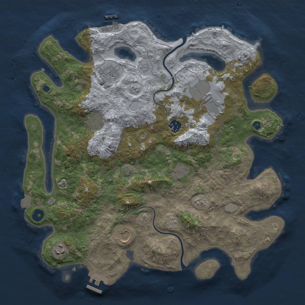 Rust Map: Procedural Map, Size: 3850, Seed: 32152132, 14 Monuments