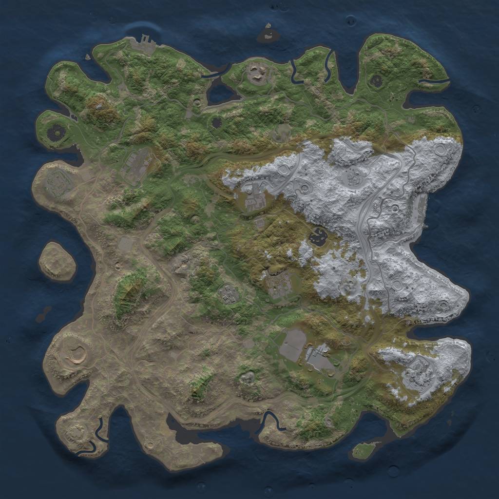 Rust Map: Procedural Map, Size: 4250, Seed: 9264802, 18 Monuments