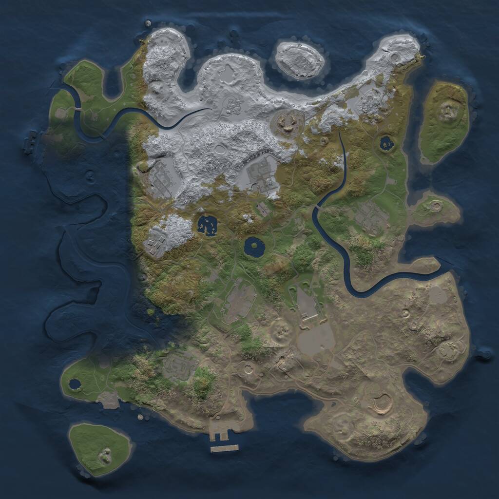 Rust Map: Procedural Map, Size: 3600, Seed: 28988117, 17 Monuments