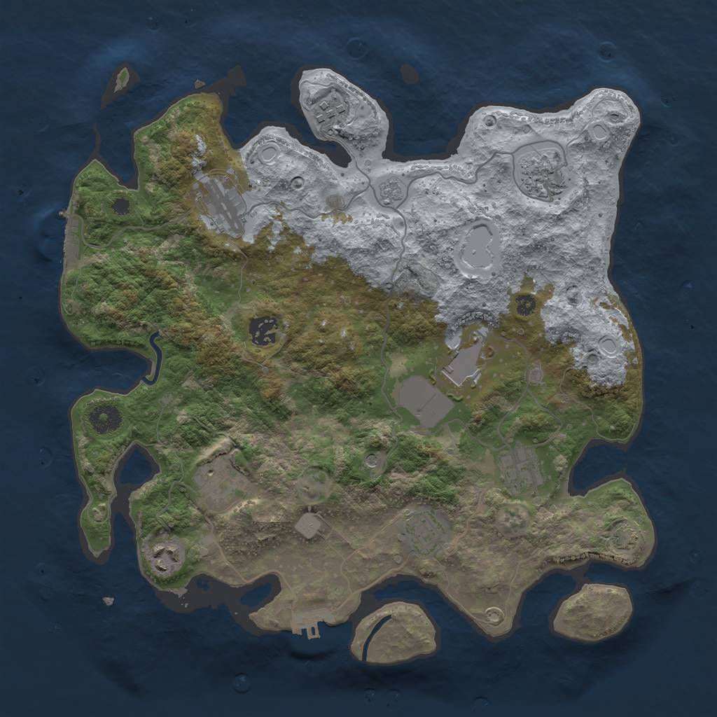 Rust Map: Procedural Map, Size: 3550, Seed: 65214199, 17 Monuments