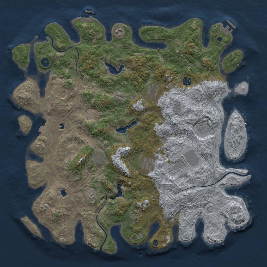 Rust Map: Procedural Map, Size: 4600, Seed: 75500, 16 Monuments