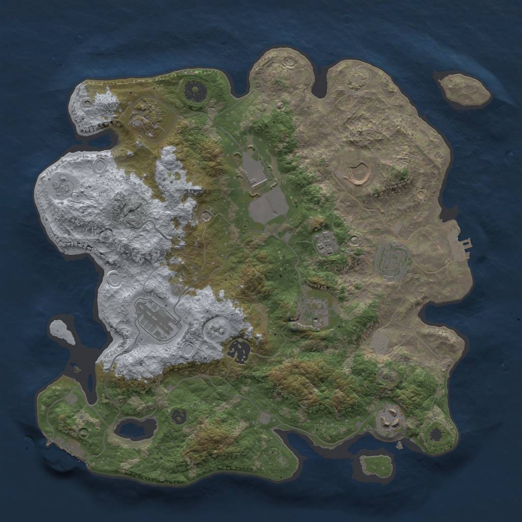 Rust Map: Procedural Map, Size: 3500, Seed: 24593, 17 Monuments