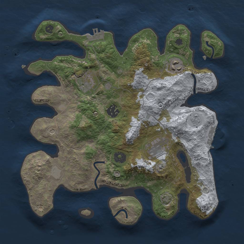 Rust Map: Procedural Map, Size: 3000, Seed: 36584, 12 Monuments