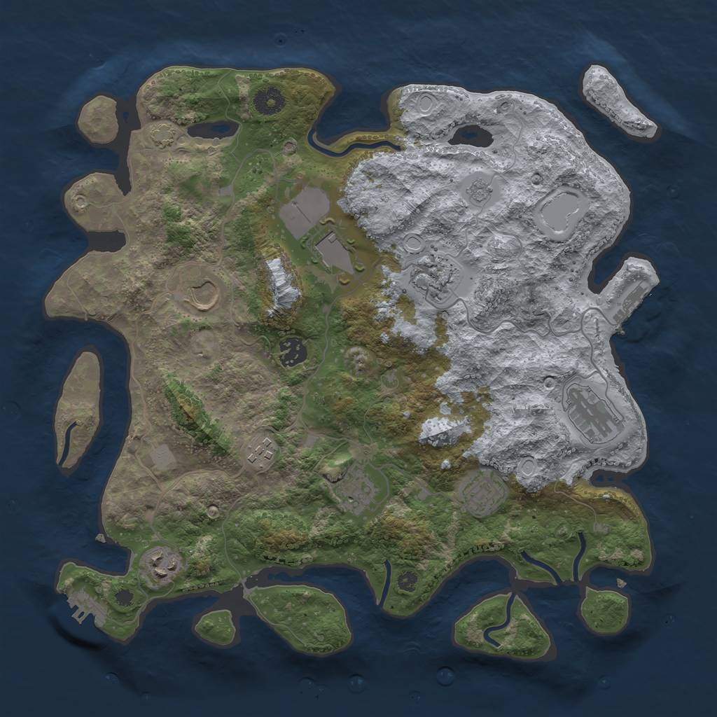 Rust Map: Procedural Map, Size: 3650, Seed: 32170697, 16 Monuments
